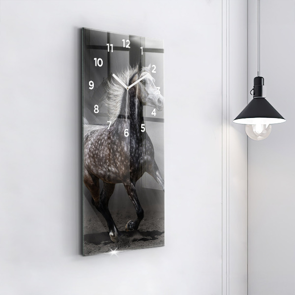 Modern vertical wall clock Galloping horse
