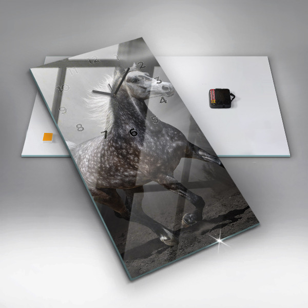 Modern vertical wall clock Galloping horse
