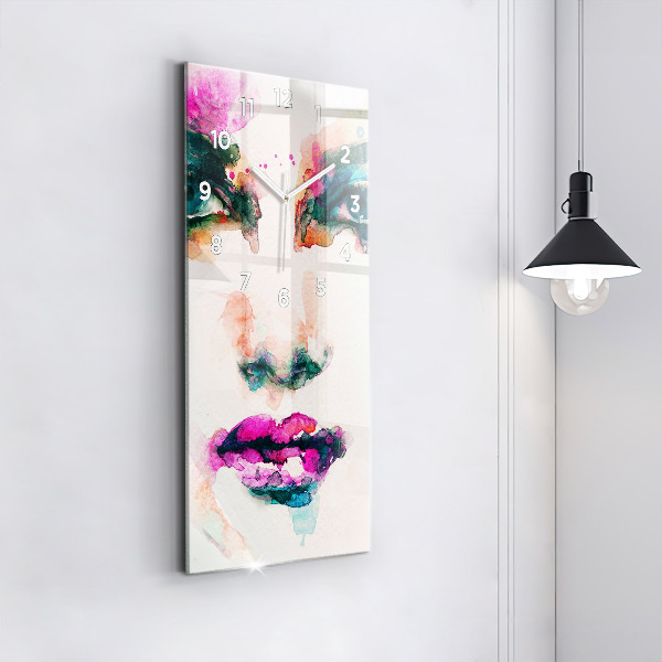 Modern vertical wall clock Abstract woman face