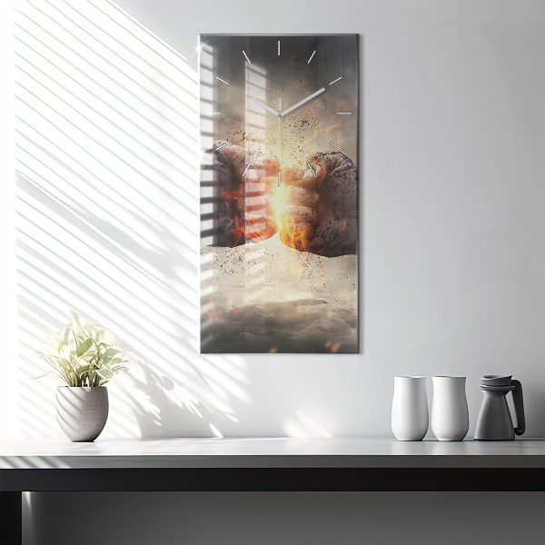 Modern vertical wall clock Fists Strength Power