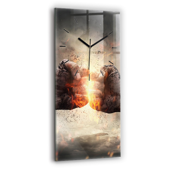 Modern vertical wall clock Fists Strength Power
