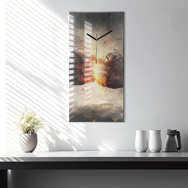 Modern vertical wall clock Fists Strength Power