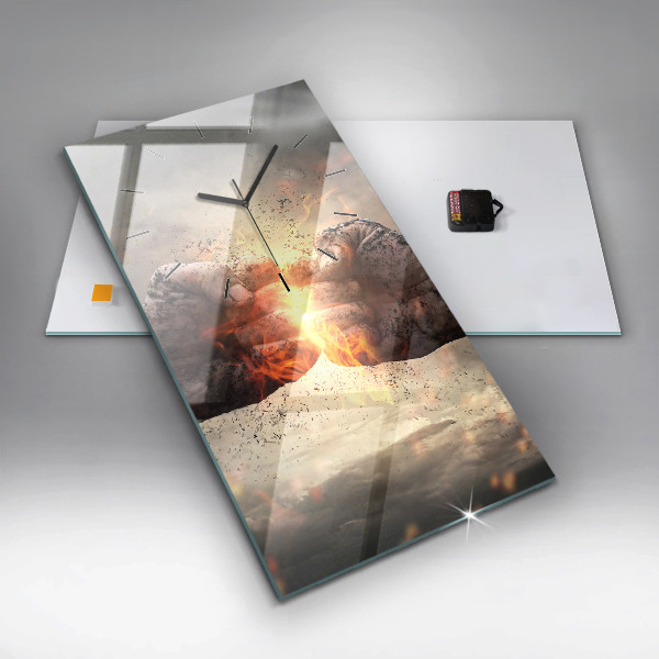 Modern vertical wall clock Fists Strength Power
