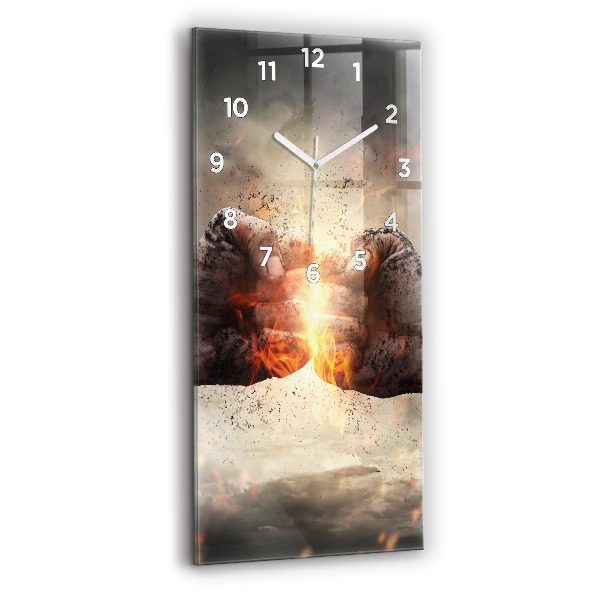 Modern vertical wall clock Fists Strength Power