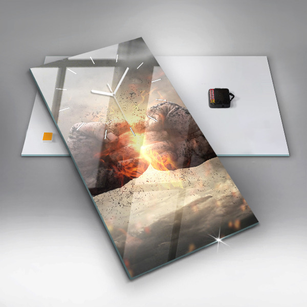 Modern vertical wall clock Fists Strength Power
