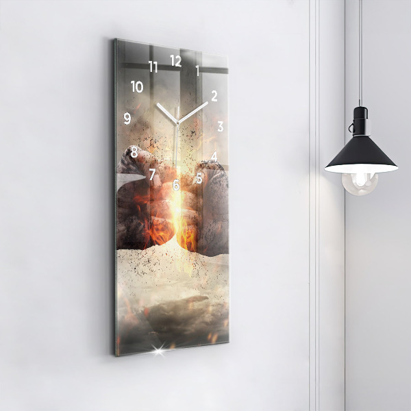 Modern vertical wall clock Fists Strength Power