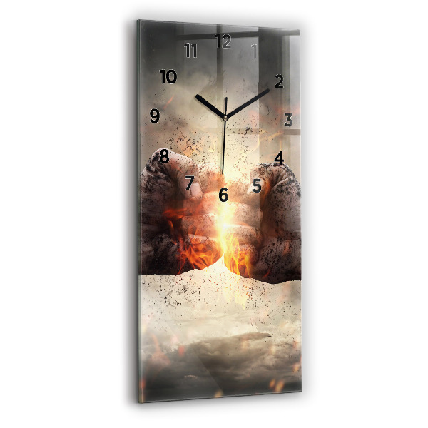 Modern vertical wall clock Fists Strength Power
