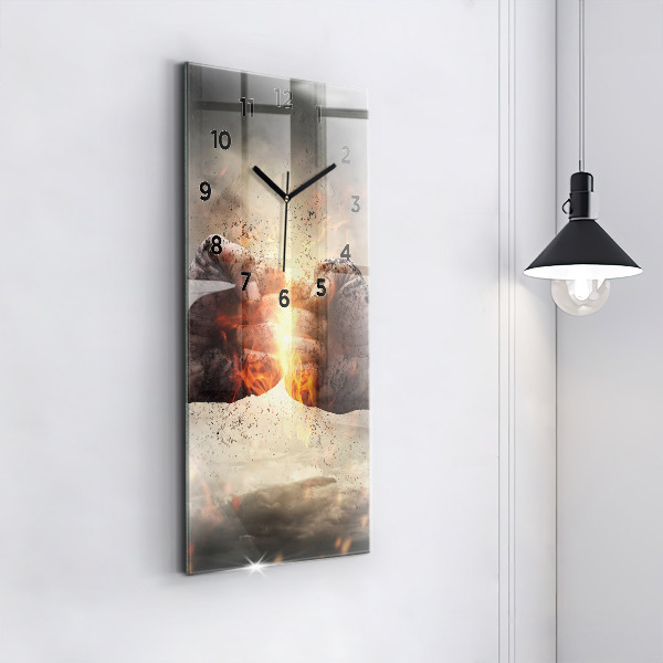 Modern vertical wall clock Fists Strength Power