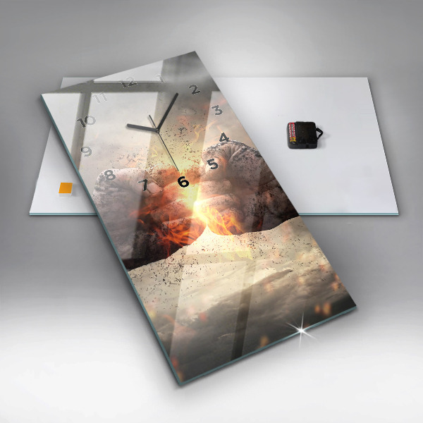 Modern vertical wall clock Fists Strength Power