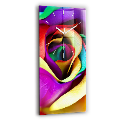 Modern vertical wall clock Rainbow Rose