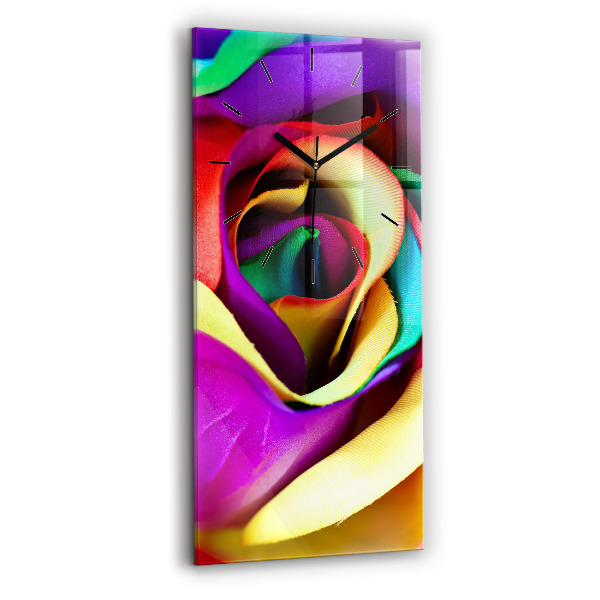 Modern vertical wall clock Rainbow Rose