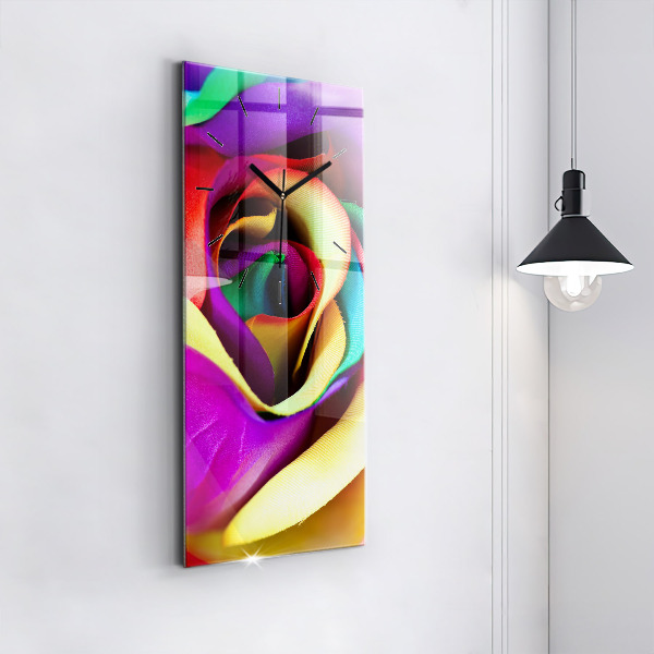 Modern vertical wall clock Rainbow Rose