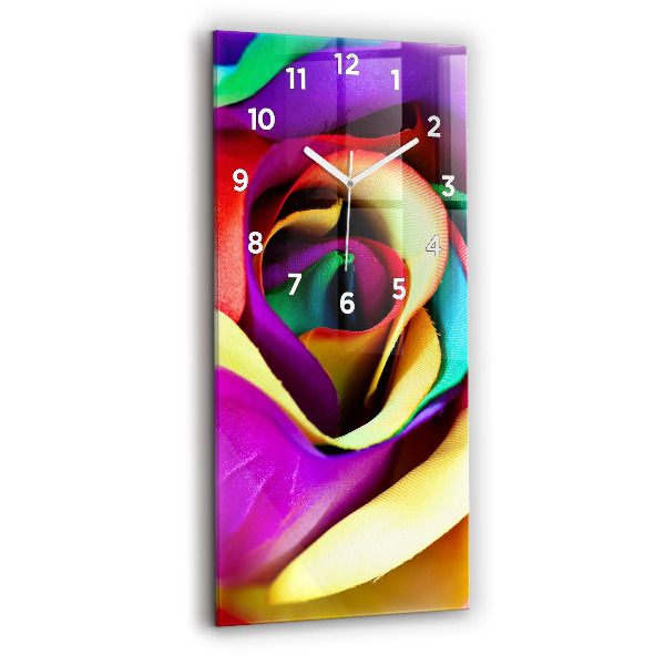 Modern vertical wall clock Rainbow Rose