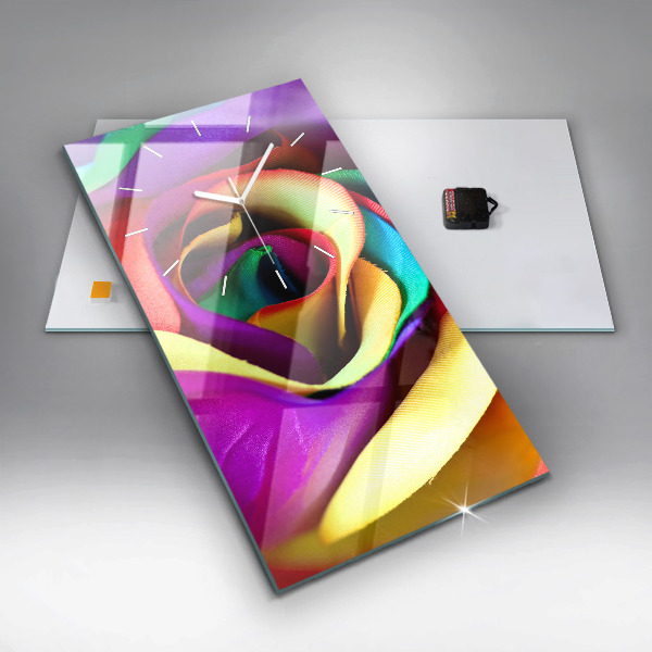 Modern vertical wall clock Rainbow Rose