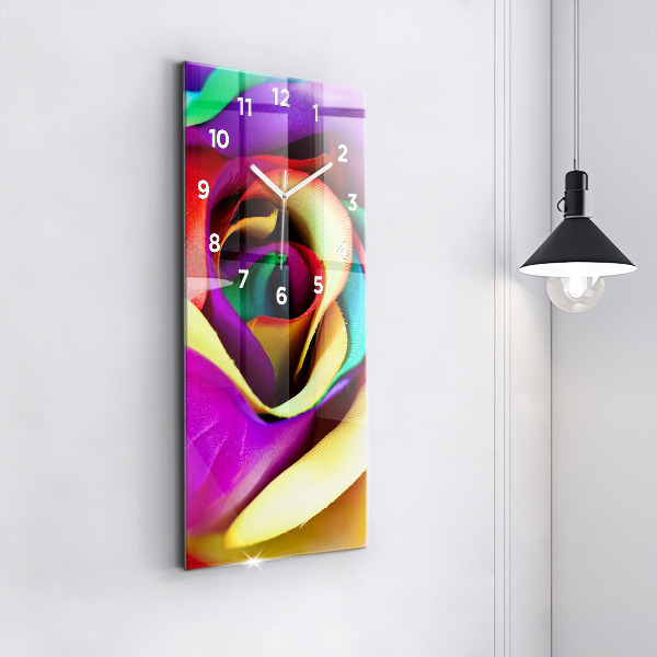 Modern vertical wall clock Rainbow Rose
