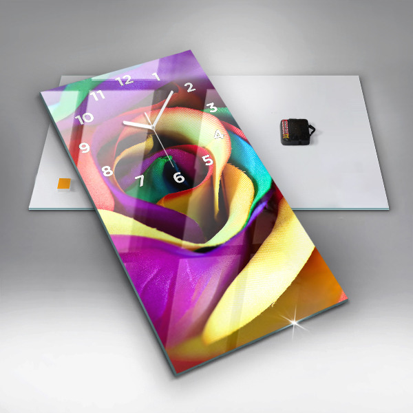 Modern vertical wall clock Rainbow Rose