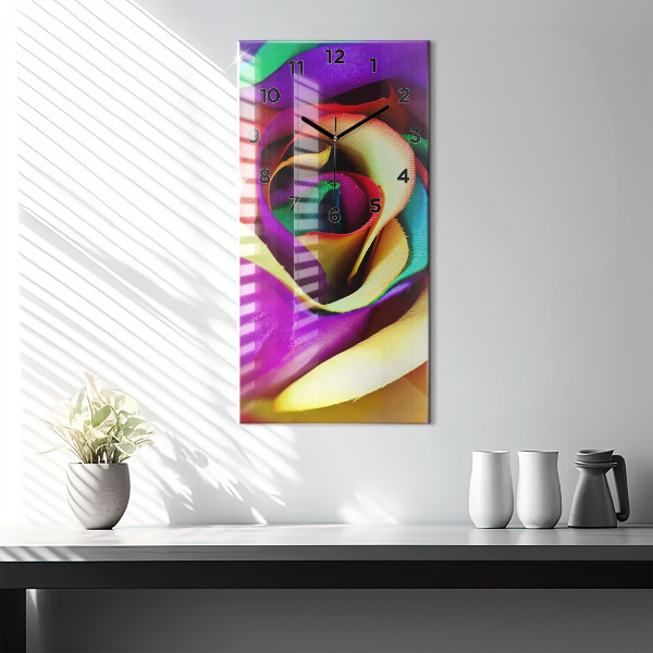 Modern vertical wall clock Rainbow Rose