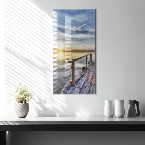 Modern vertical wall clock Lake Sunset
