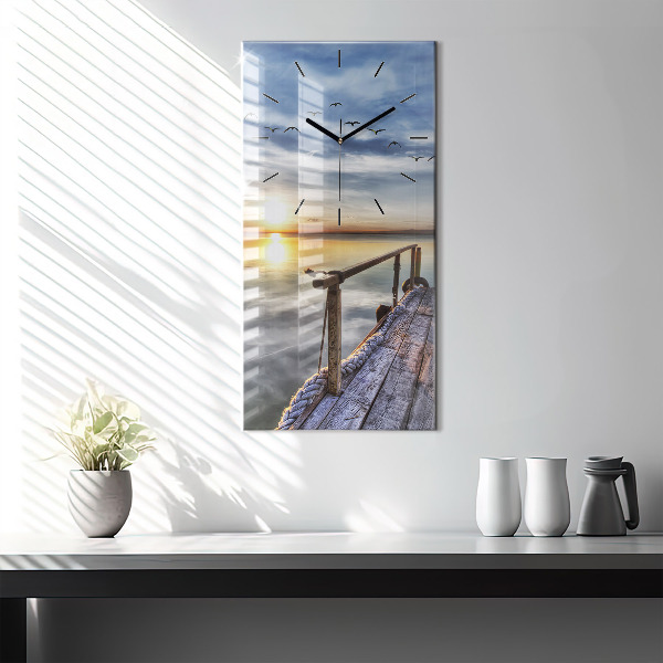 Modern vertical wall clock Lake Sunset