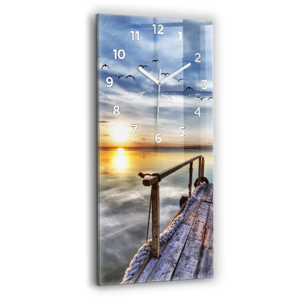 Modern vertical wall clock Lake Sunset