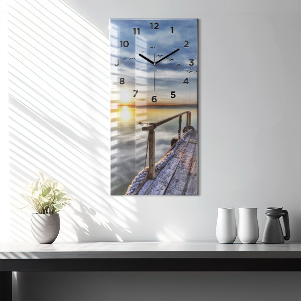 Modern vertical wall clock Lake Sunset