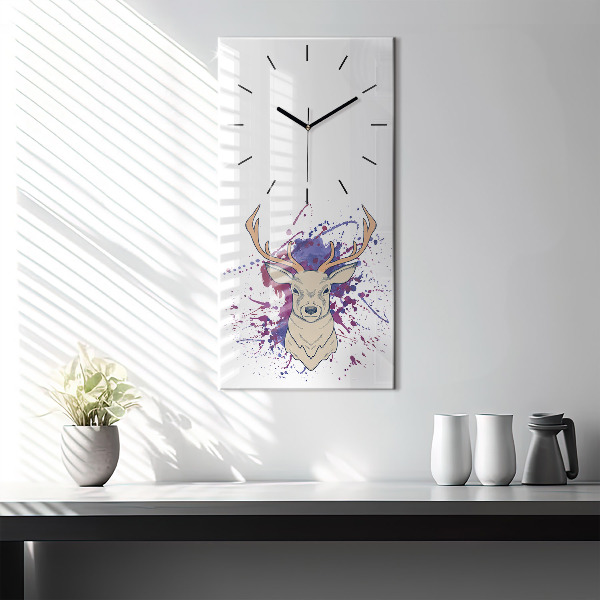 Modern vertical wall clock Deer vector illustration