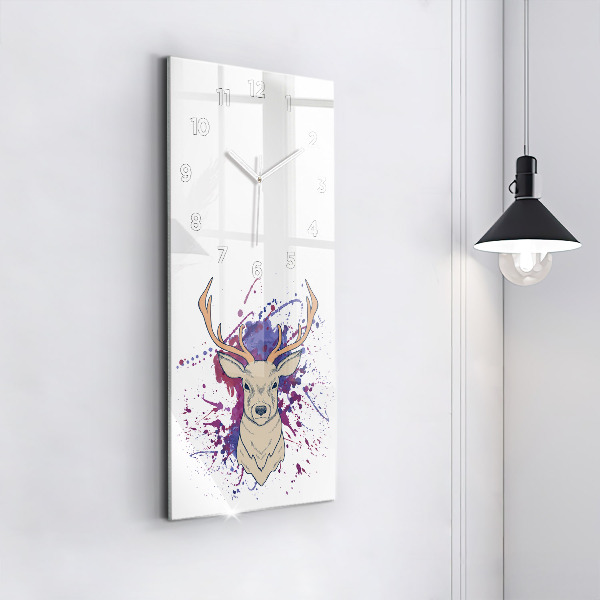 Modern vertical wall clock Deer vector illustration