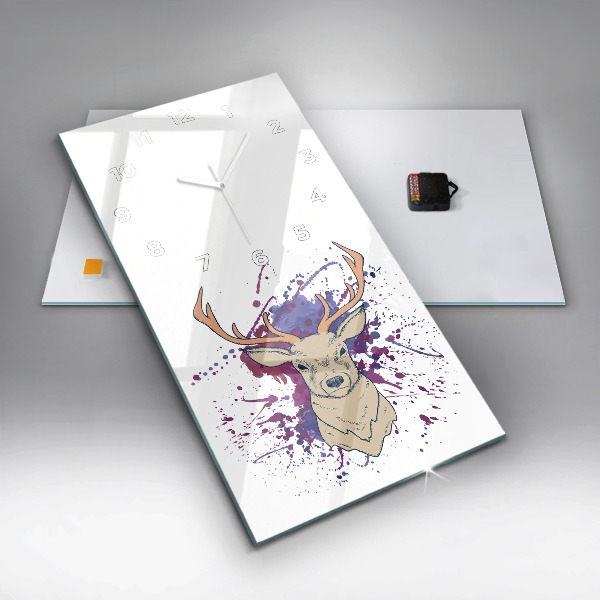 Modern vertical wall clock Deer vector illustration