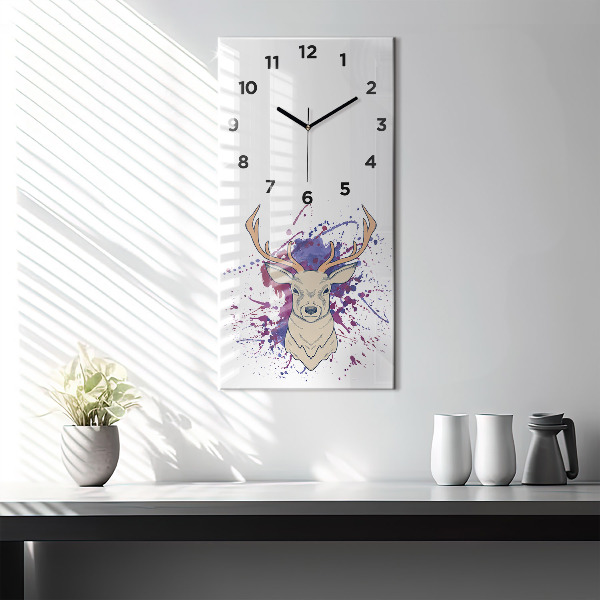 Modern vertical wall clock Deer vector illustration