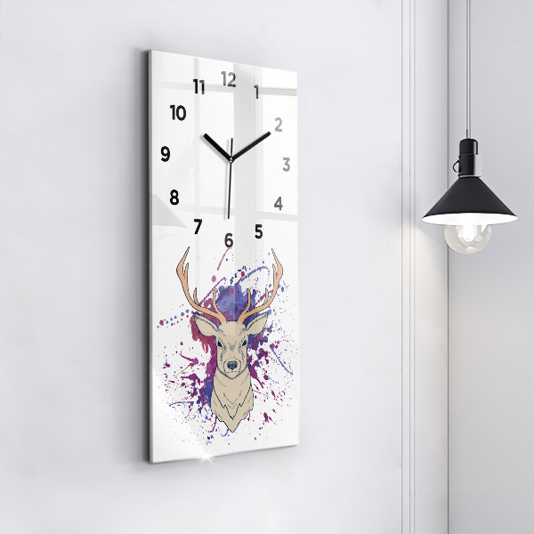 Modern vertical wall clock Deer vector illustration
