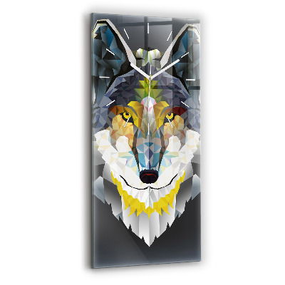Modern vertical wall clock Wolf head