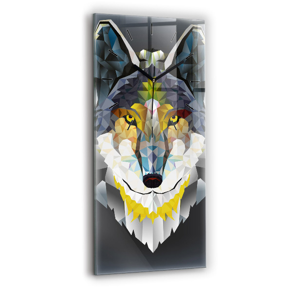 Modern vertical wall clock Wolf head