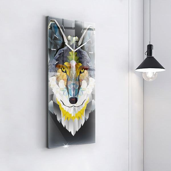 Modern vertical wall clock Wolf head