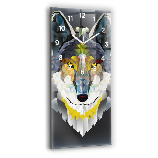 Modern vertical wall clock Wolf head