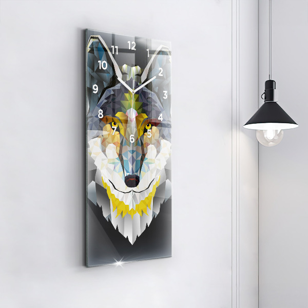 Modern vertical wall clock Wolf head