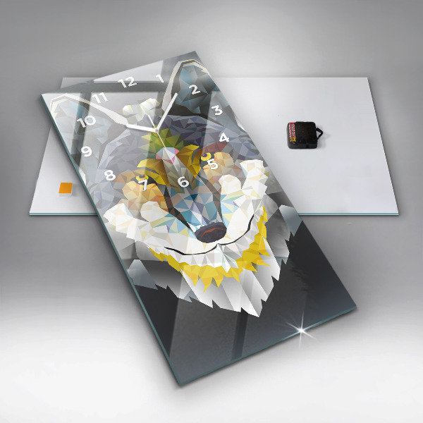 Modern vertical wall clock Wolf head