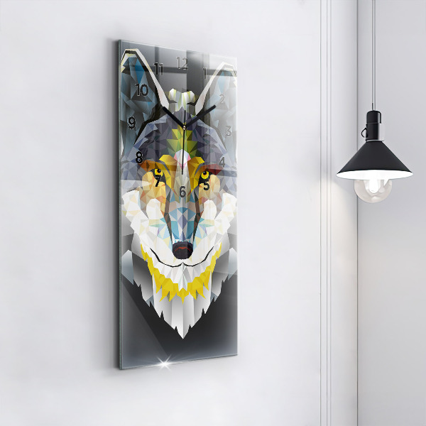 Modern vertical wall clock Wolf head