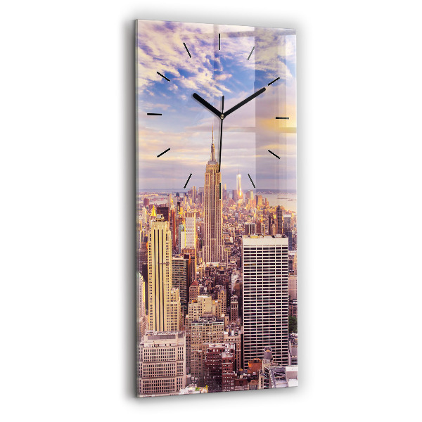 Modern vertical wall clock Sunset New York