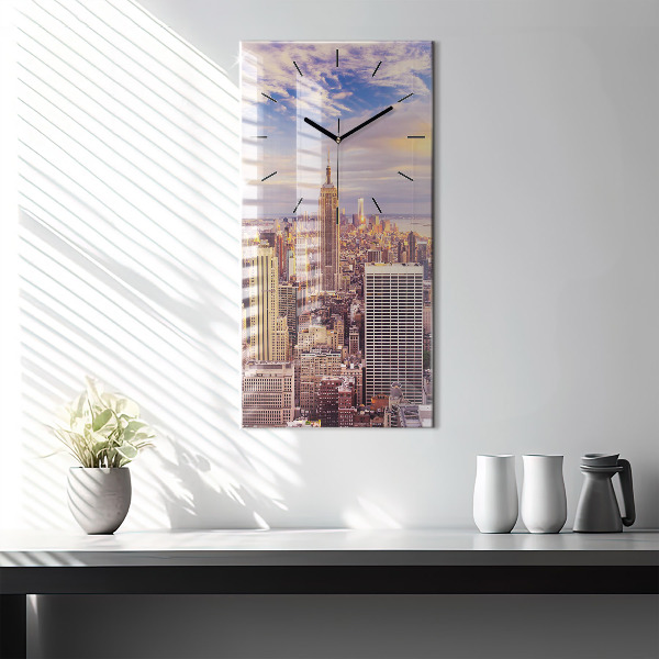 Modern vertical wall clock Sunset New York