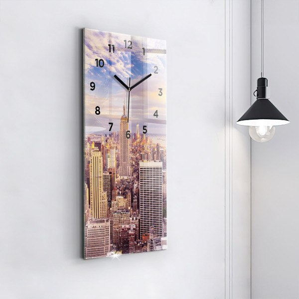 Modern vertical wall clock Sunset New York
