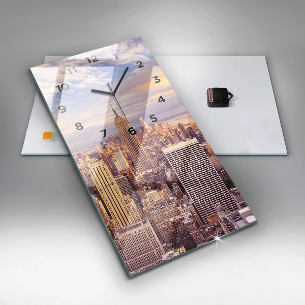 Modern vertical wall clock Sunset New York