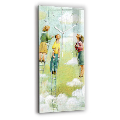 Modern vertical wall clock People on the ladder