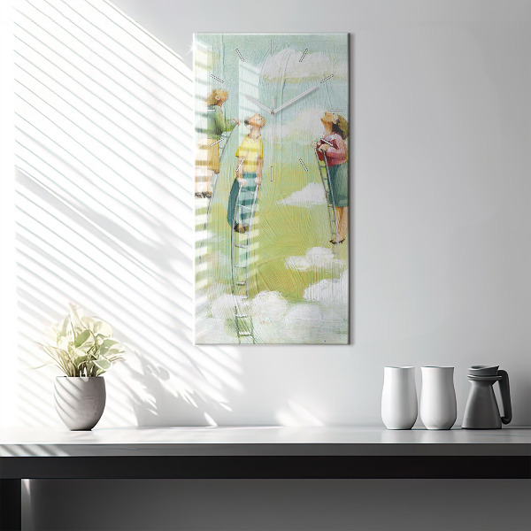 Modern vertical wall clock People on the ladder