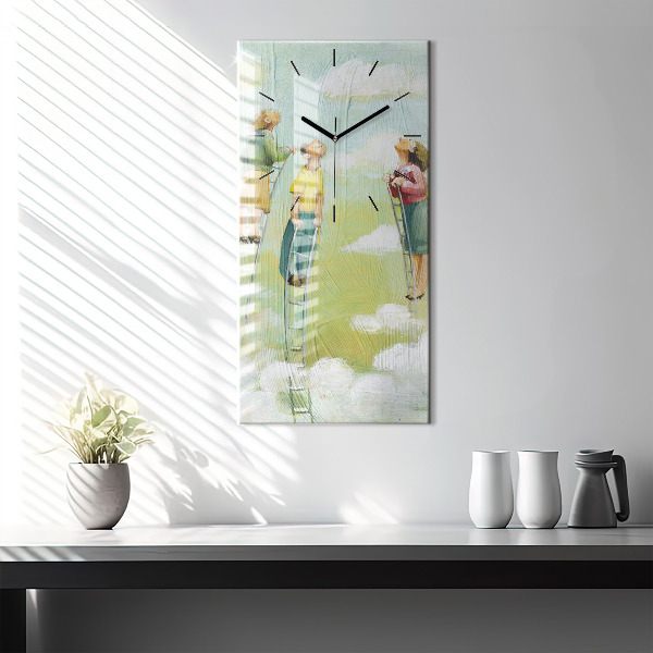Modern vertical wall clock People on the ladder