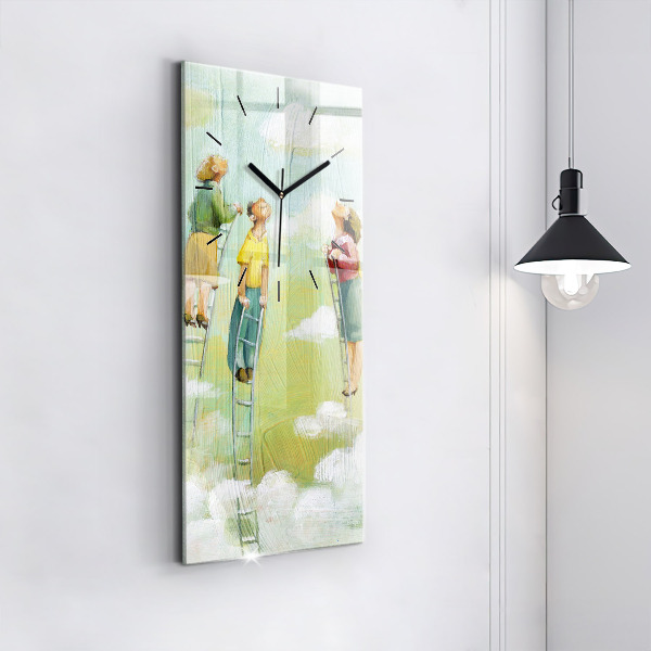 Modern vertical wall clock People on the ladder