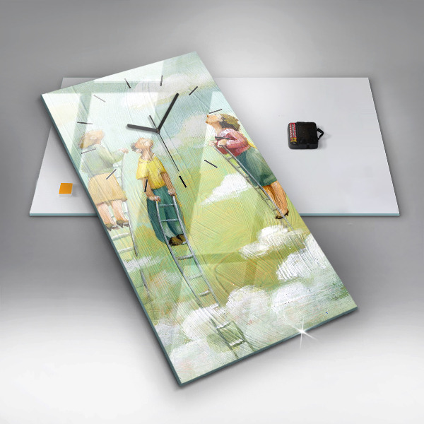 Modern vertical wall clock People on the ladder