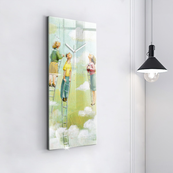 Modern vertical wall clock People on the ladder