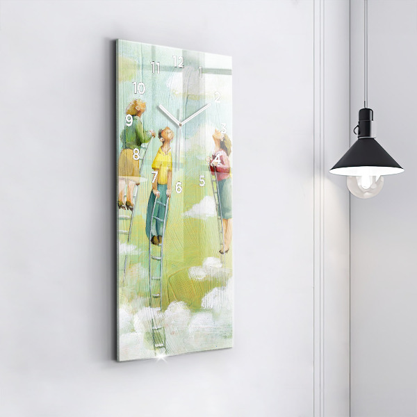 Modern vertical wall clock People on the ladder
