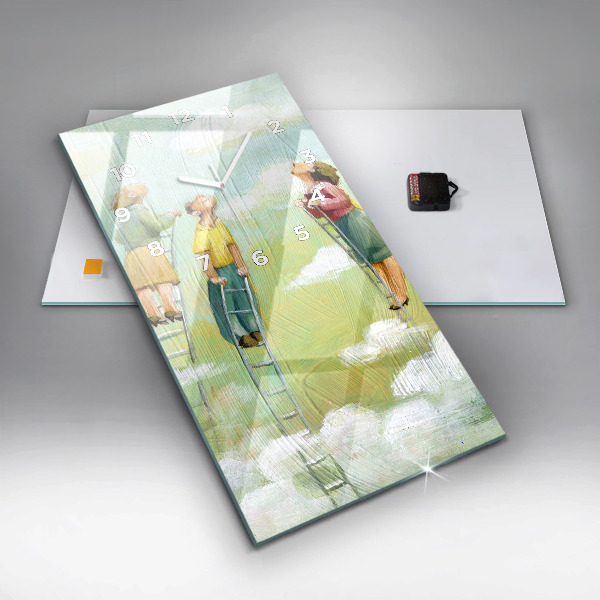 Modern vertical wall clock People on the ladder