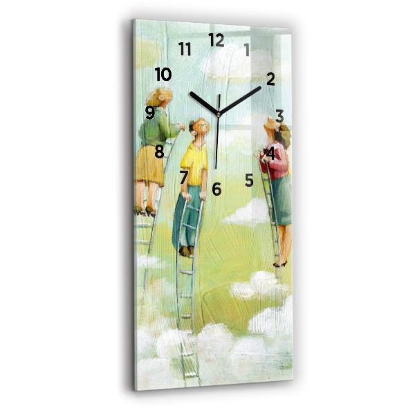 Modern vertical wall clock People on the ladder